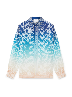 Jacquard Gradient Long Sleeve Silk Shirt