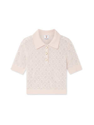 Crystal Monogram Knit Polo Shirt