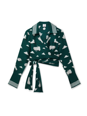 Metaphysical Long Sleeve Silk Wrap Shirt