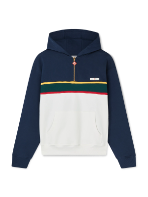 Colourblock Quarter Zip Hooded Sweatshirt