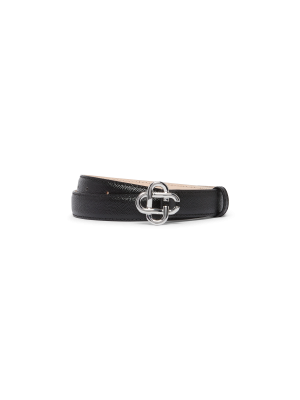 Women's Black Silver CC Logo Buckle Belt