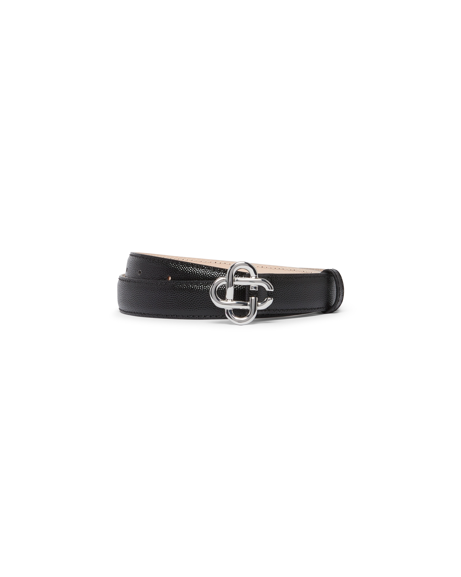 Women's Black Silver CC Logo Buckle Belt
