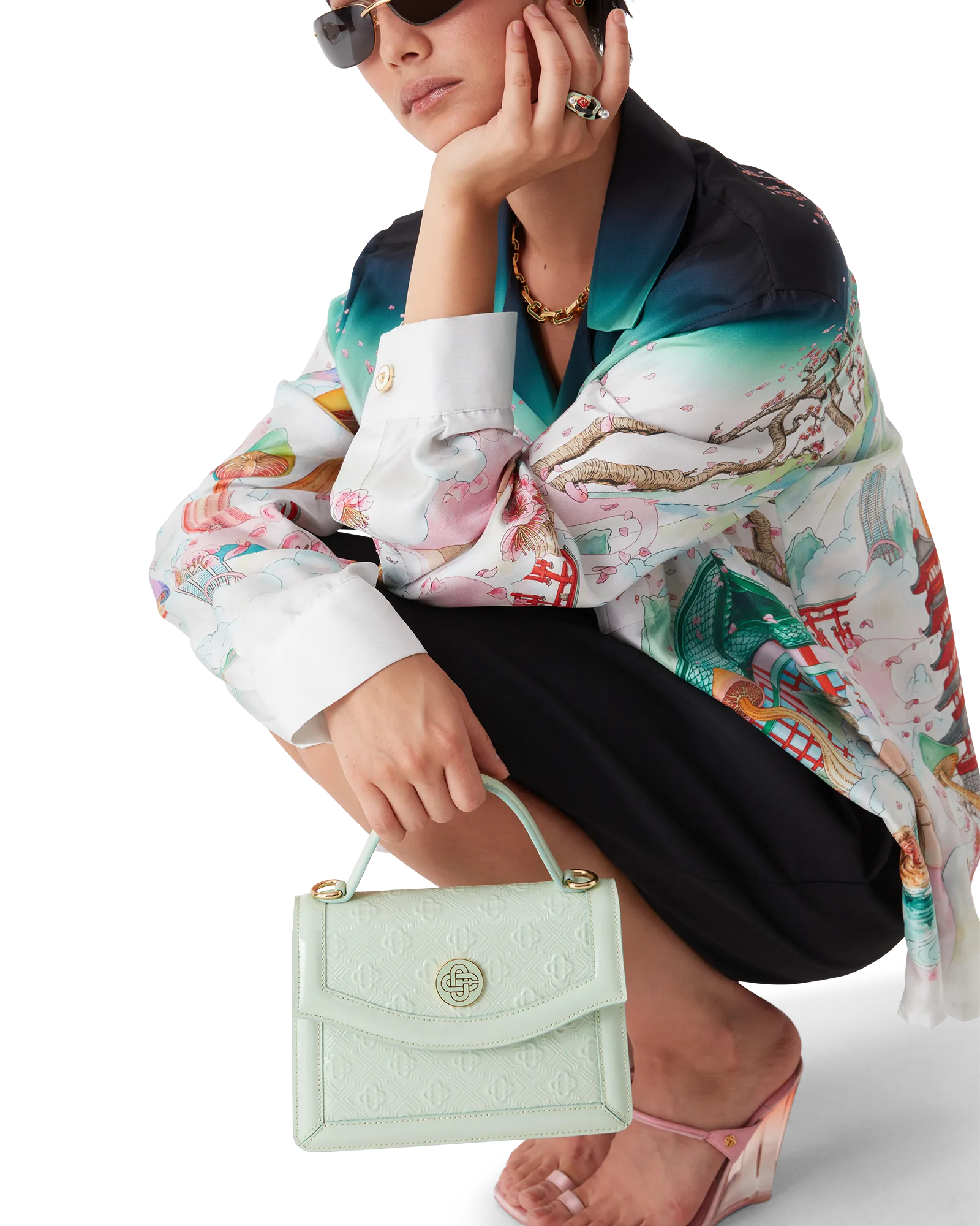 Mint Monogram Embossed Mini Jeanne Bag - 图片 5