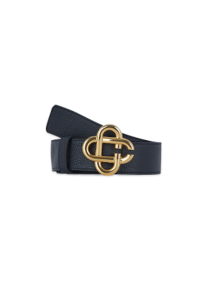 Black Leather CC Logo Buckle Belt