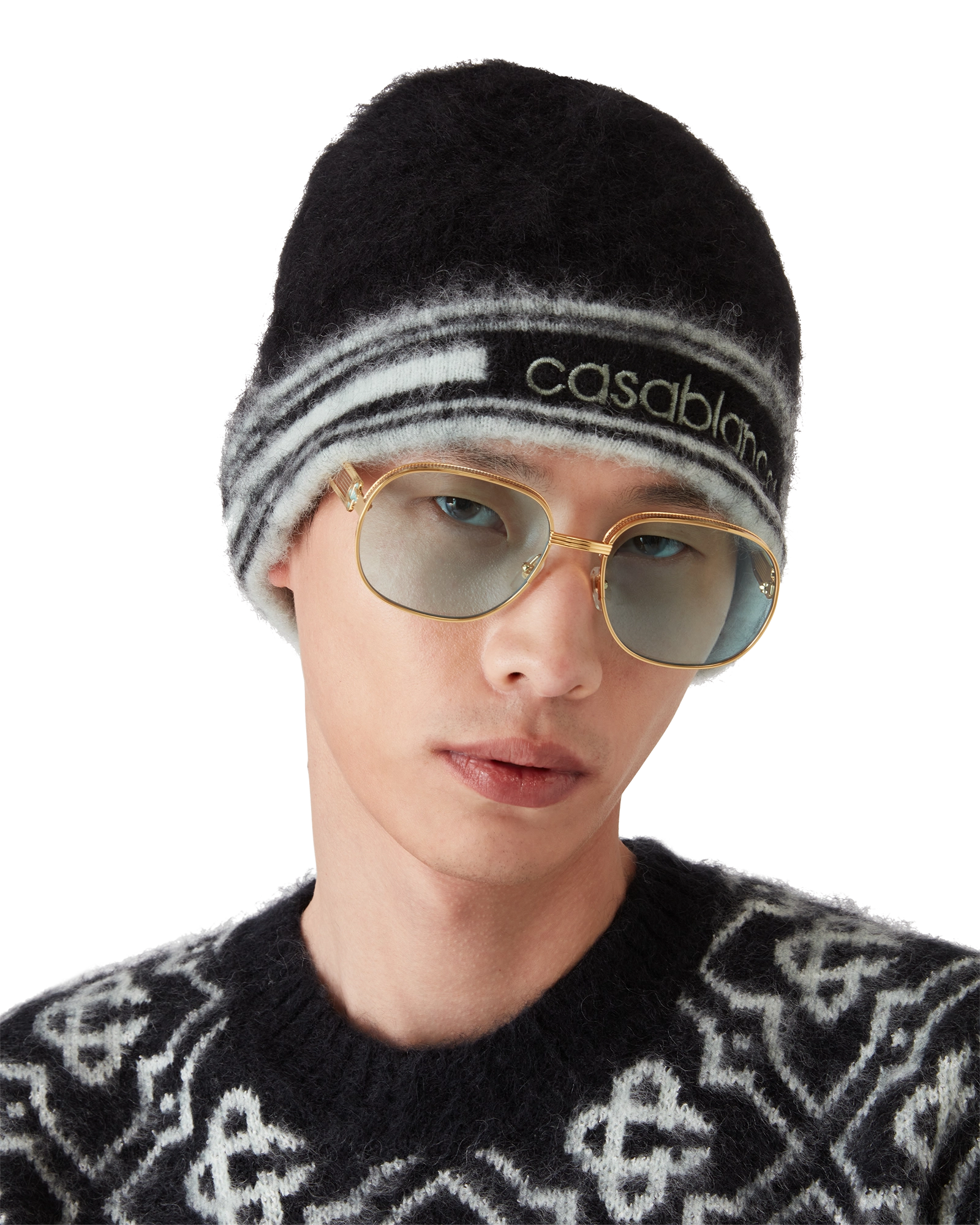 Stripe Mohair Beanie - 图片 3