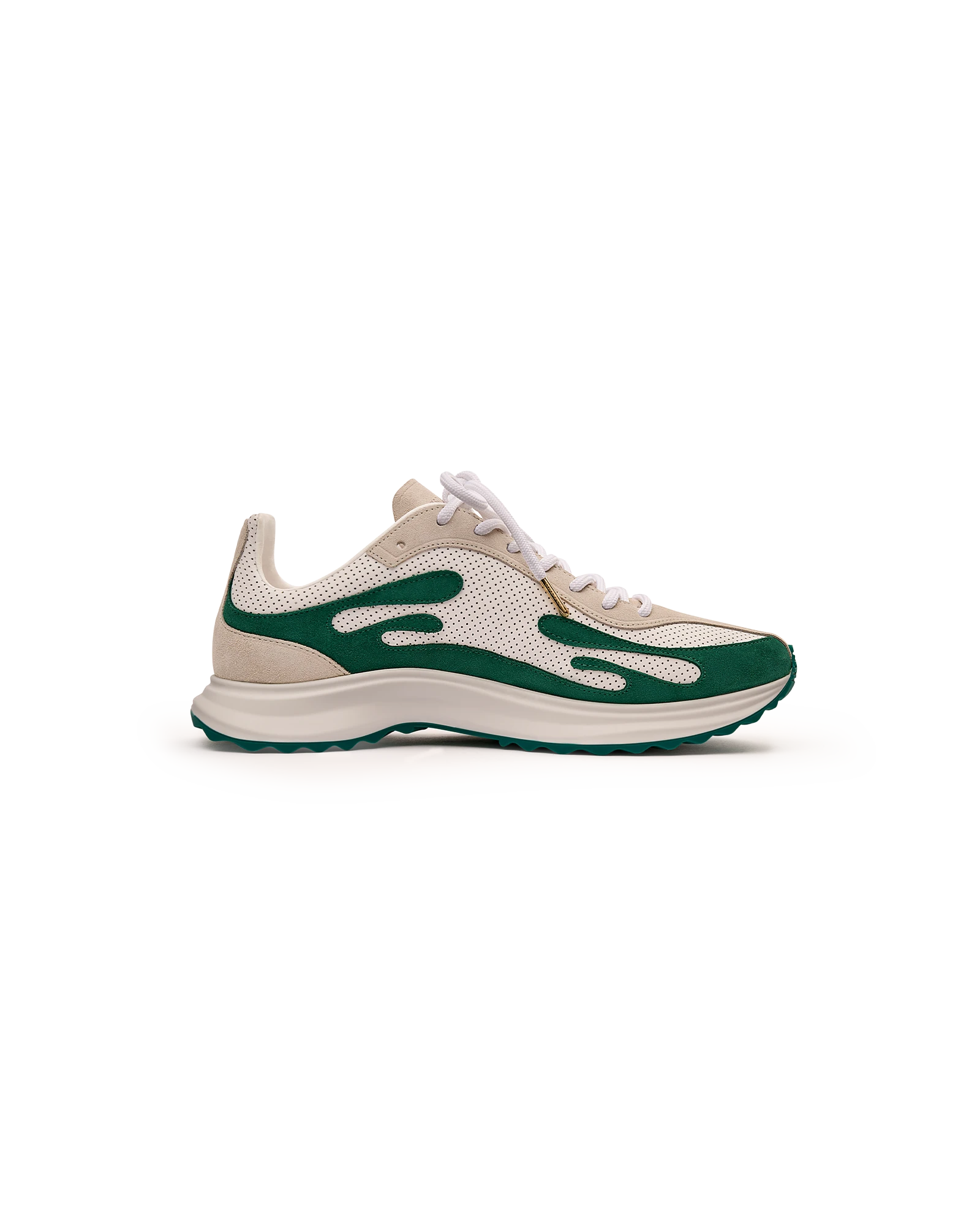 Men's White & Green Stade Sneaker - 图片 2