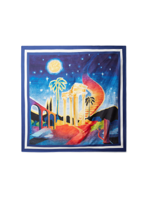 Midnight Acropolis Large Silk Scarf