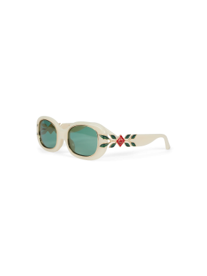Acetate & Metal Oval Sunglasses