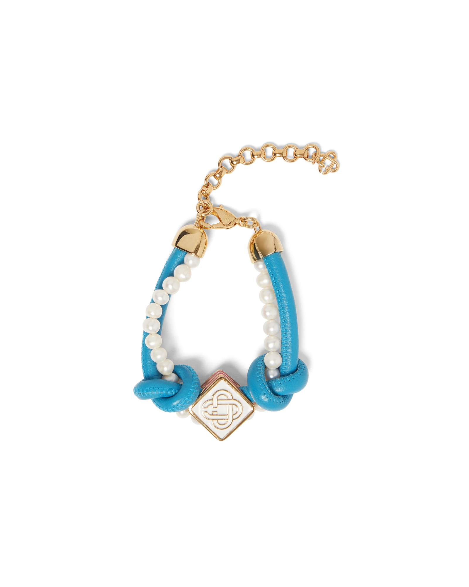 Blue Knotted Pearl Bracelet