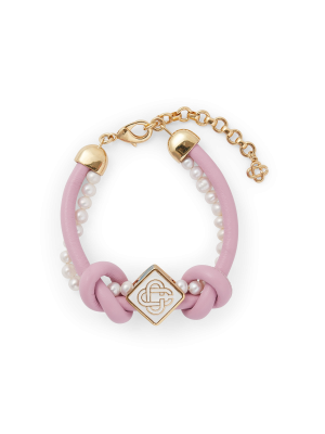 Pink Knotted Pearl Bracelet