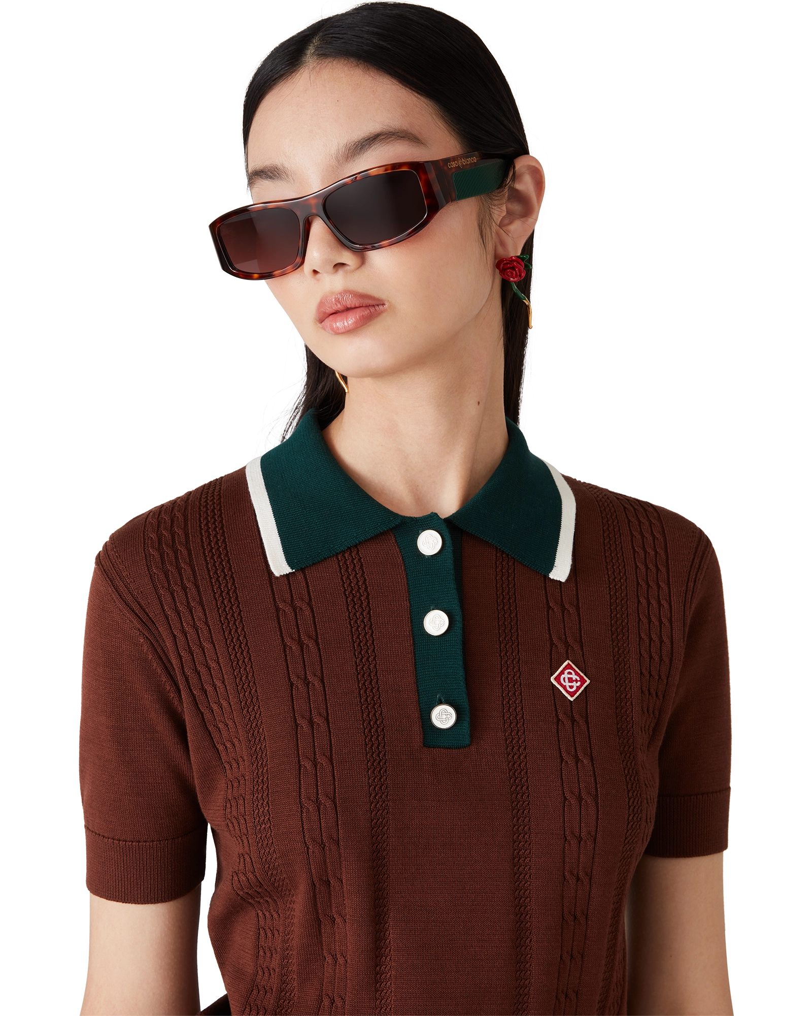 Tortoiseshell Rectangular Sunglasses - 图片 3