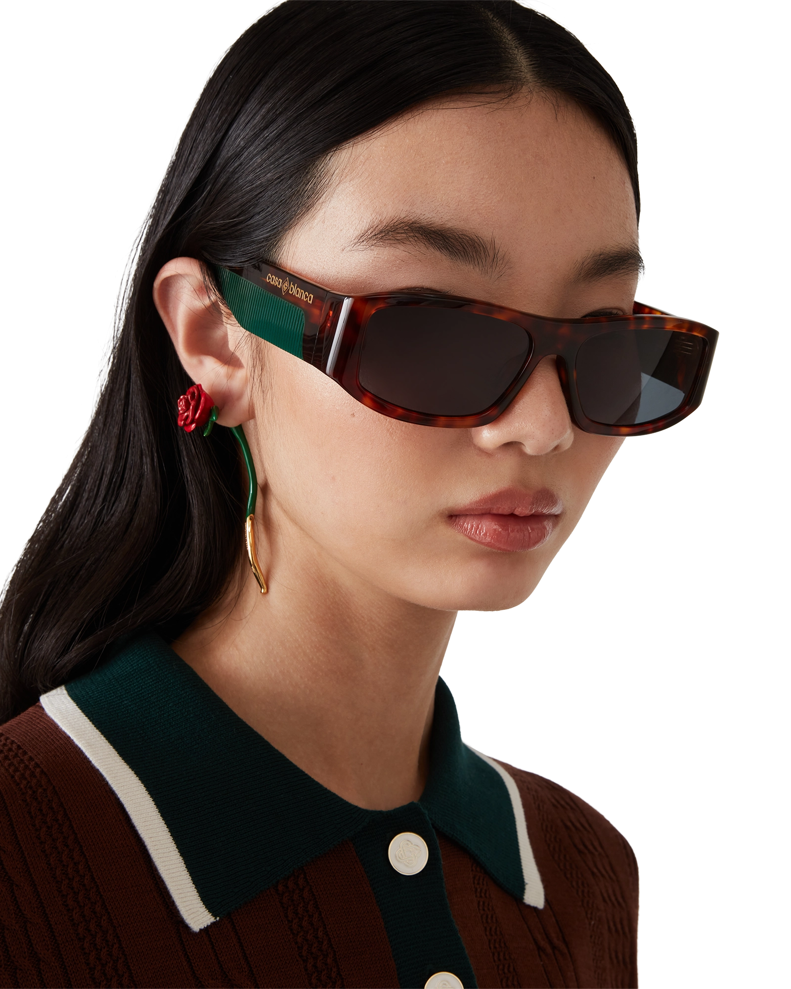 Tortoiseshell Rectangular Sunglasses - 图片 4
