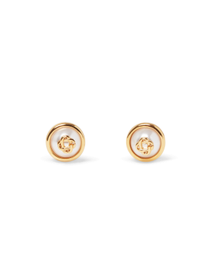 Pearl Logo Stud Earrings