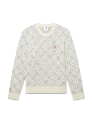 Silver Monogram Mohair Blend Crew Neck