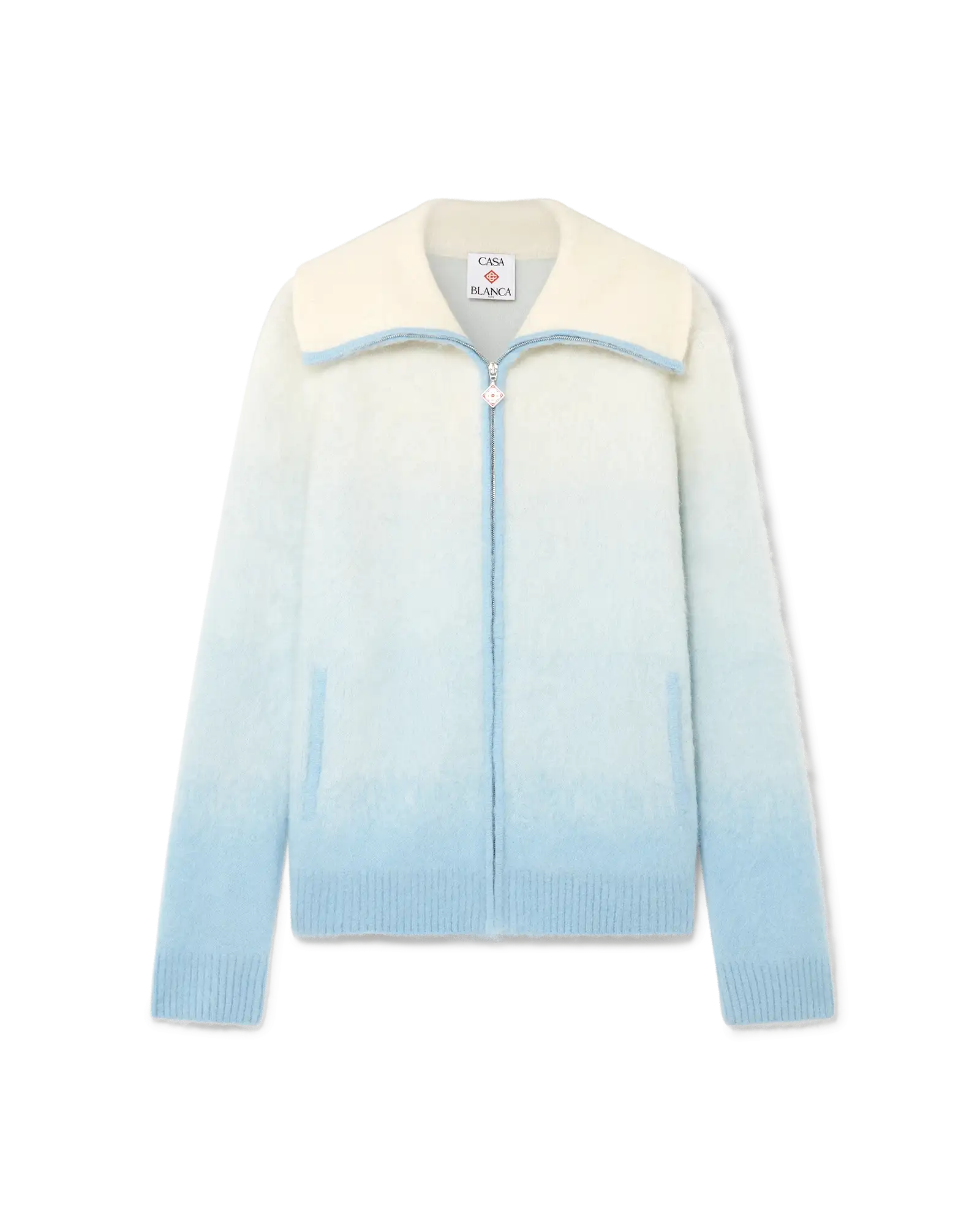 Fluffy Gradient Mohair Zip Jacket