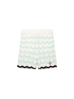 Gradient Wave Cotton Crochet Shorts