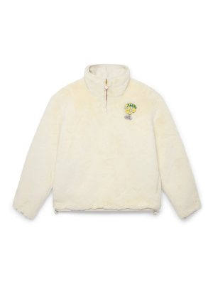 Tennis Mascot Quarter Zip Faux Fur Jacket