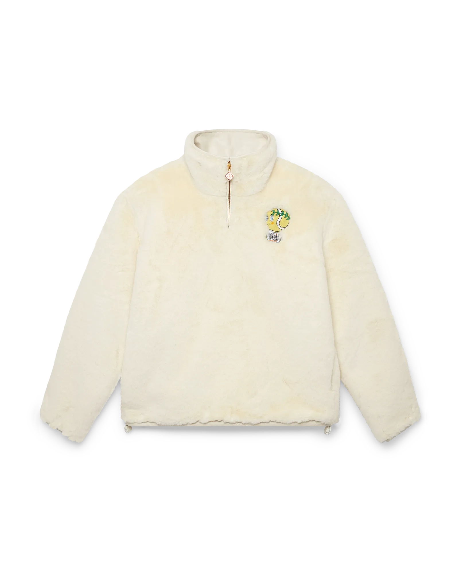 Tennis Mascot Quarter Zip Faux Fur Jacket