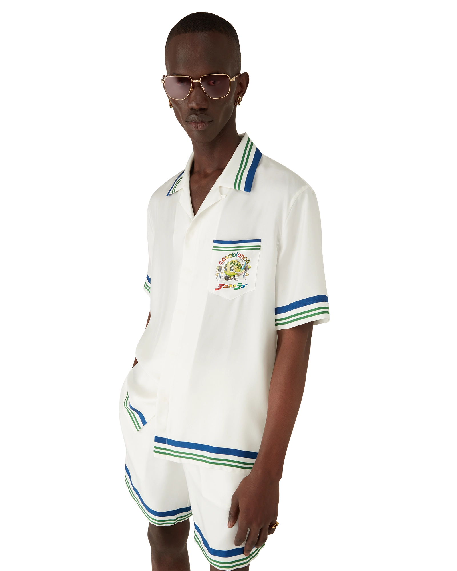 Tennis Mascot Short Sleeve Silk Twill Shirt - 图片 4