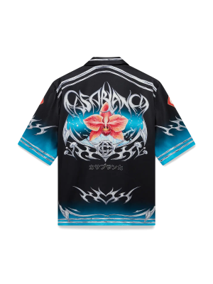 Blades  Short Sleeve Silk Satin Shirt