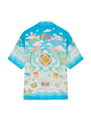 Kawaii Motif Short Sleeve Silk Twill  Shirt
