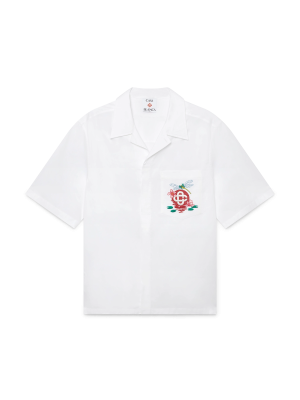 Cotton Poplin Embroidered Short Sleeve Shirt