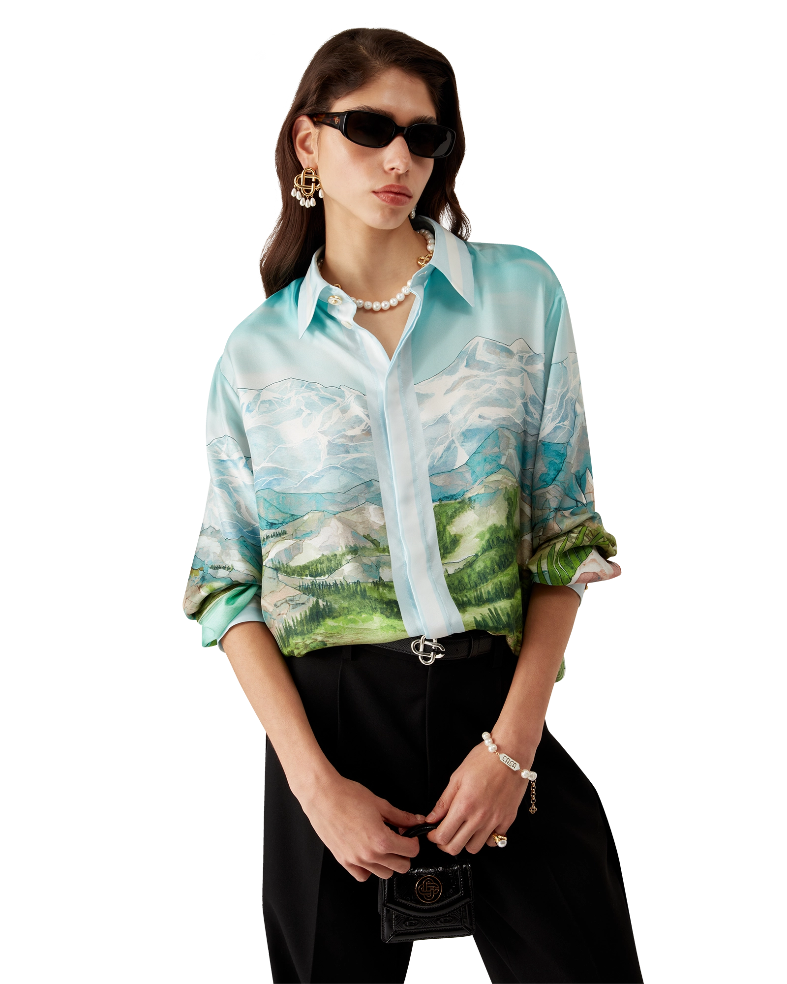 Dalmatian A La Montange Long Sleeve Silk Shirt - 图片 6