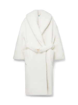 Off-White Faux Shearling Robe Coat