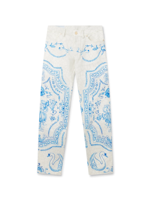 Plat A Dessert Blanc Denim Trousers