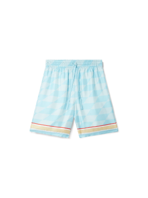 Damiers Et Cygne Bleu Silk Shorts
