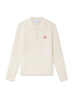 Column Knit Polo Shirt