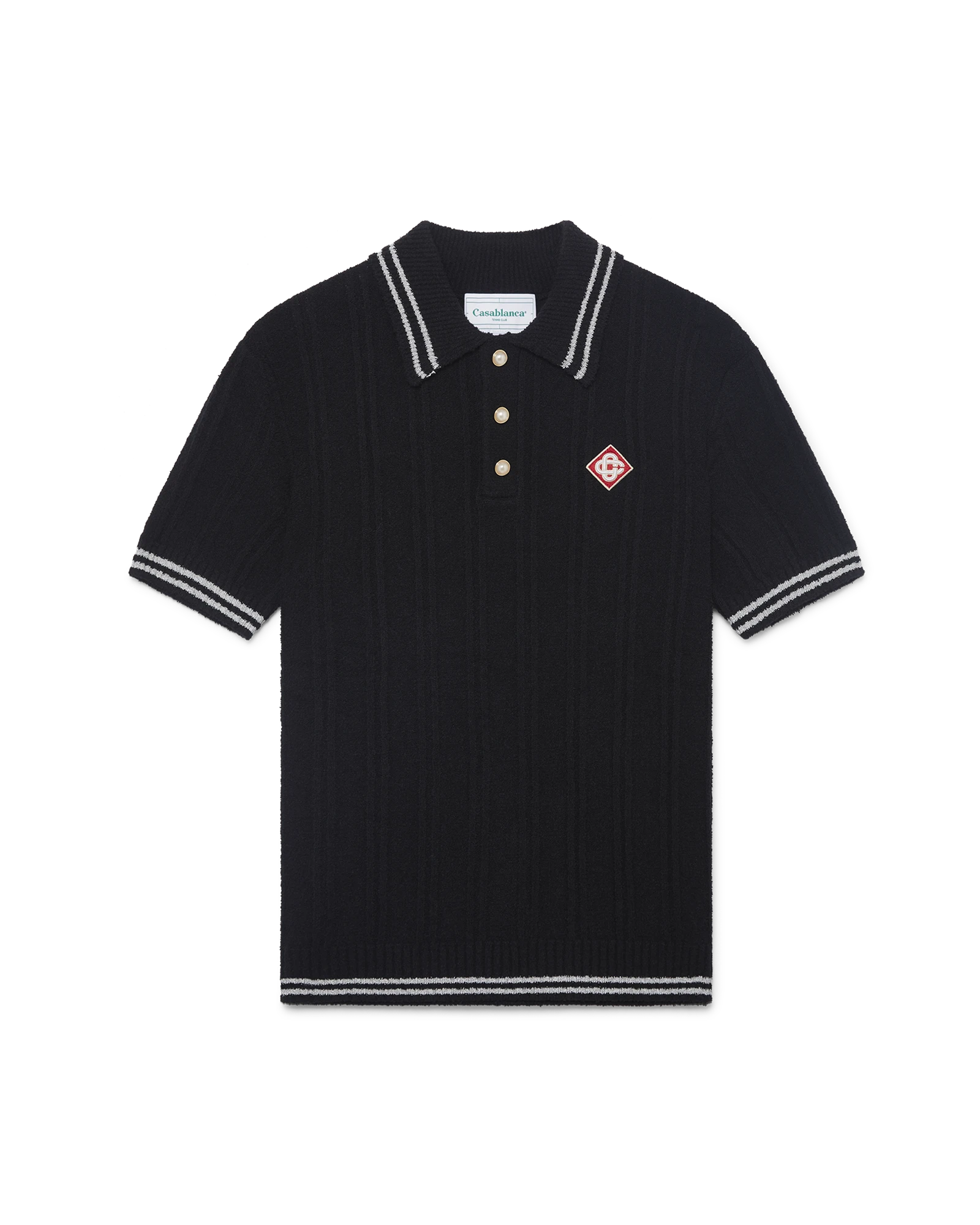 Silver Trim Boucle Polo Shirt