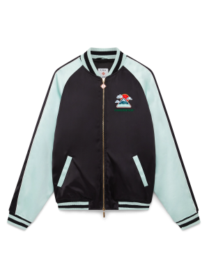 Embroidered Satin Bomber Jacket