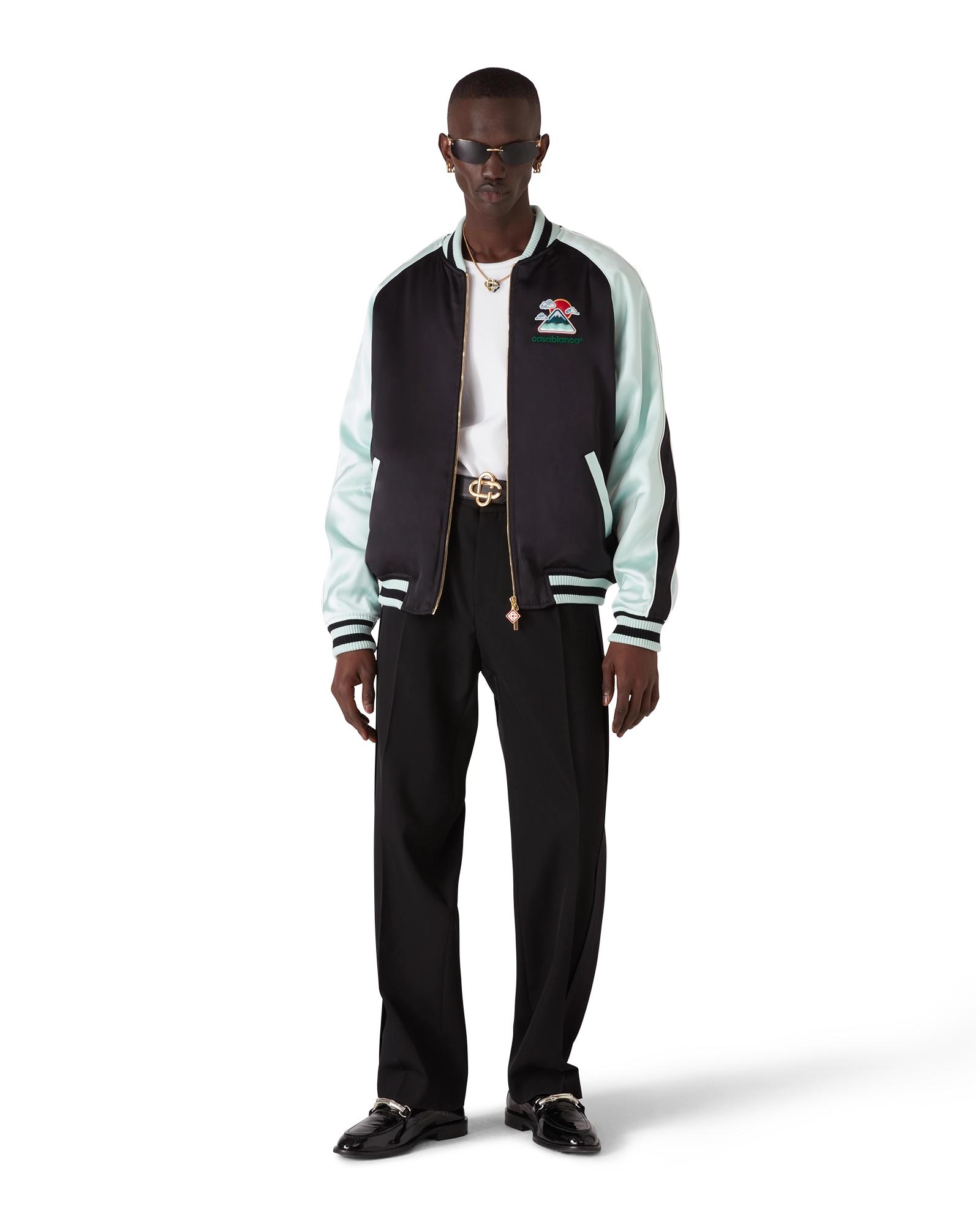 Embroidered Satin Bomber Jacket - 图片 2