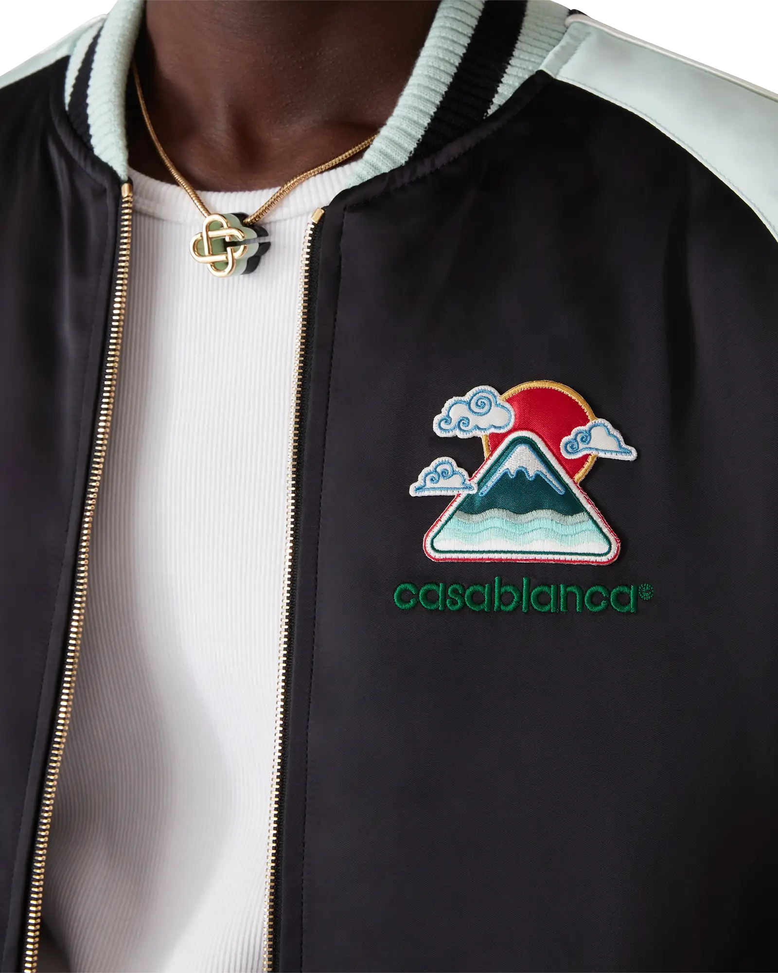 Embroidered Satin Bomber Jacket - 图片 5