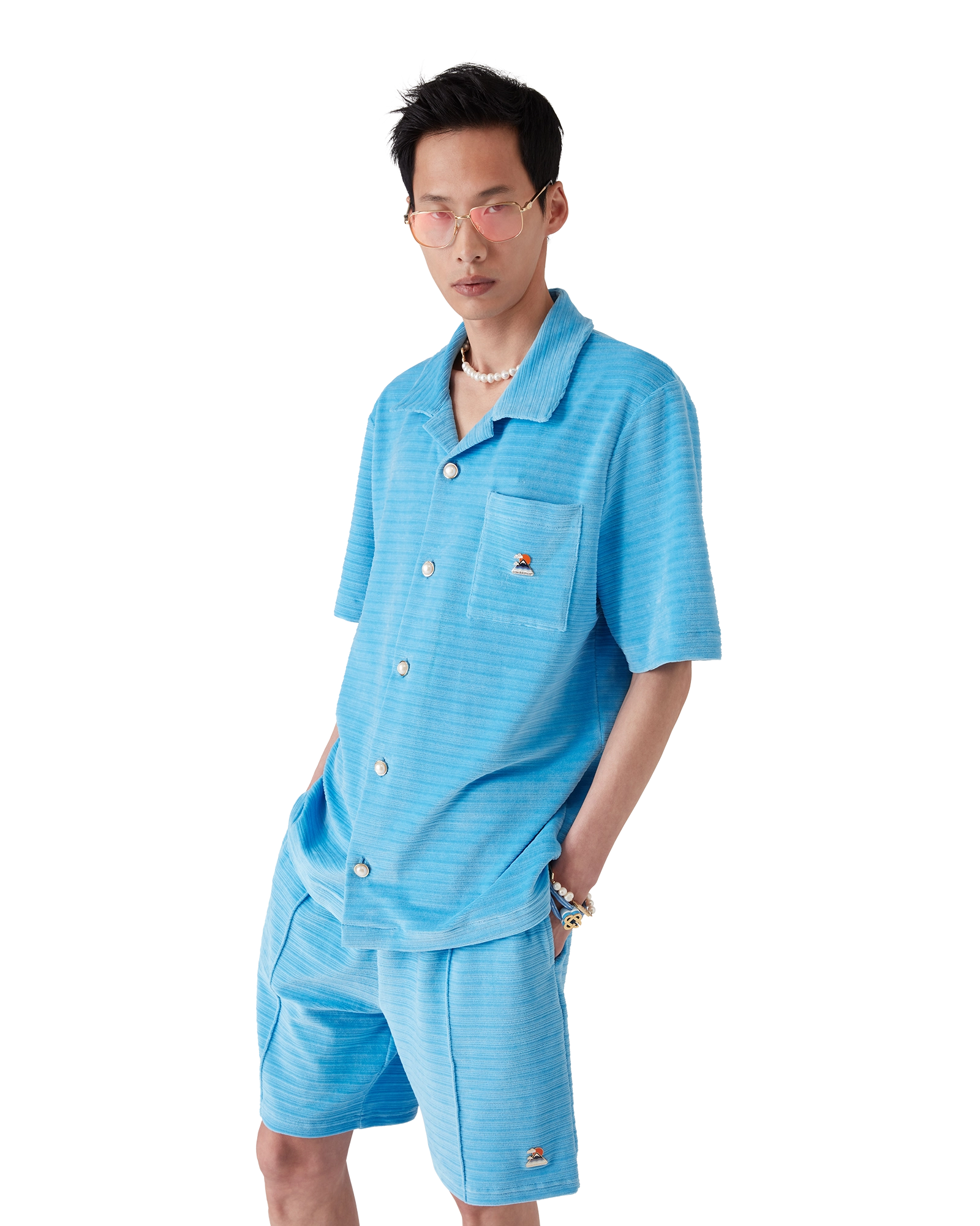 Velour Short Sleeve Stripe Shirt - 图片 4