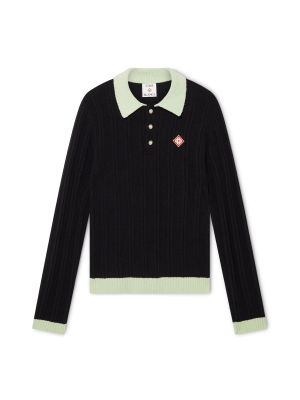 Boucle Long Sleeve Polo Shirt