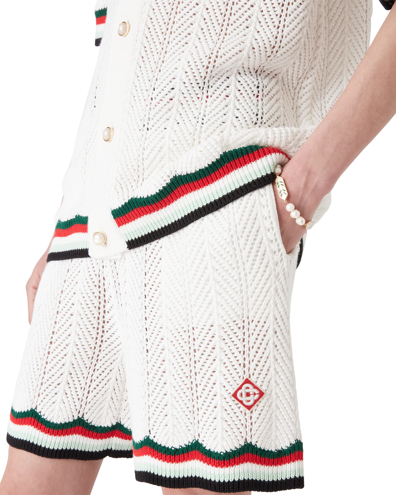 Cotton Chevron Crochet Shorts - 图片 4