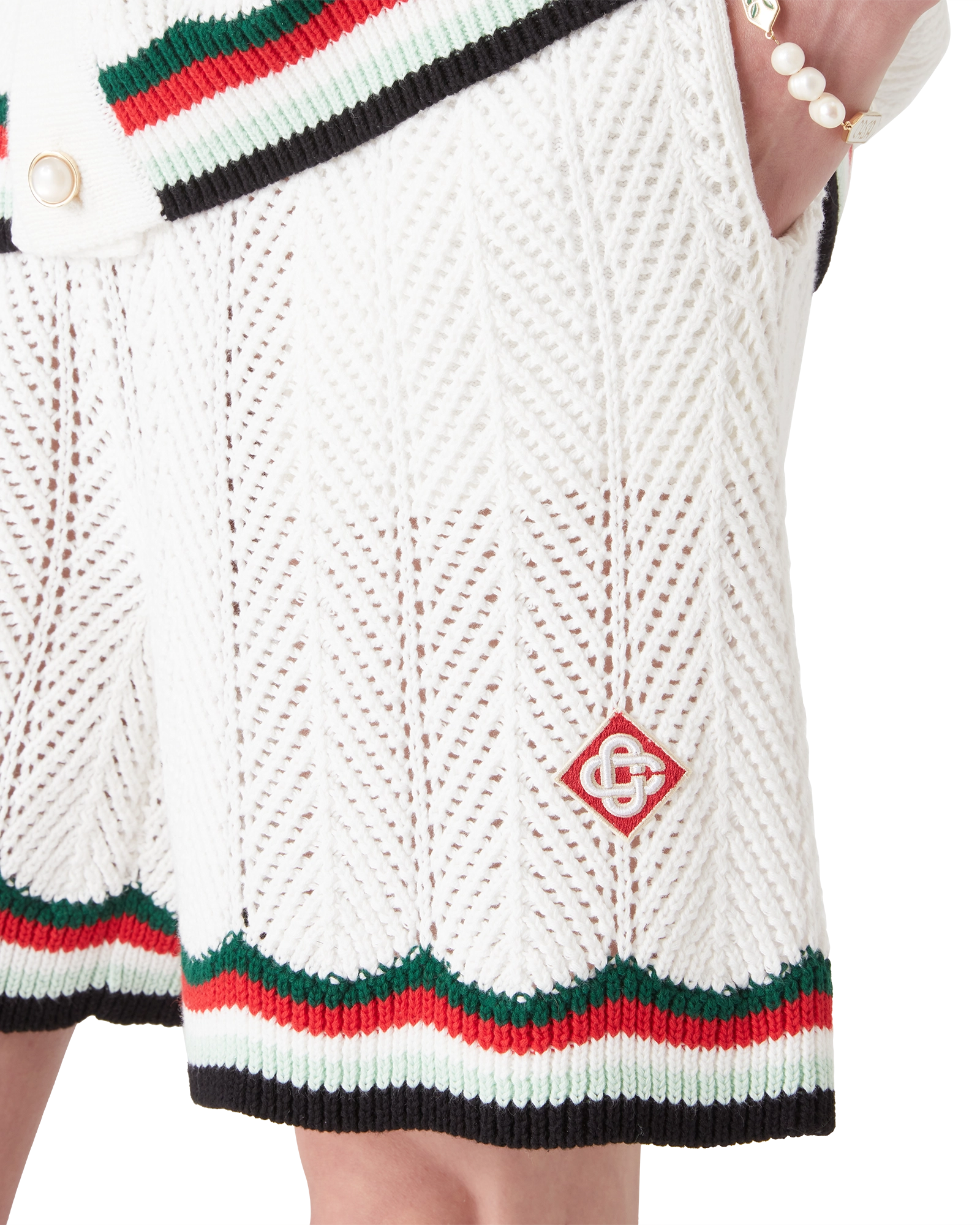 Cotton Chevron Crochet Shorts - 图片 5