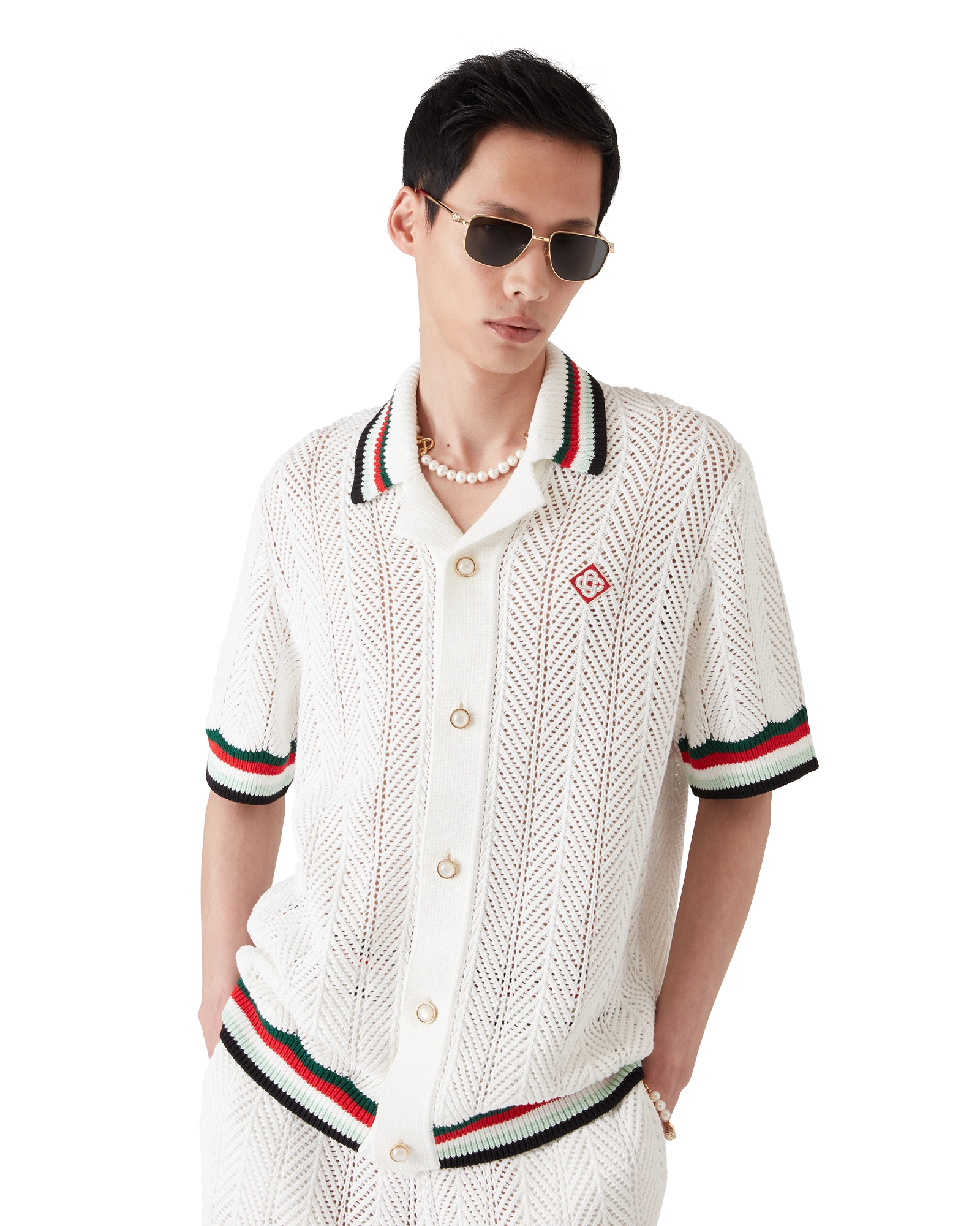Cotton Montagne Ondulee Short Sleeve Crochet Shirt - 图片 4