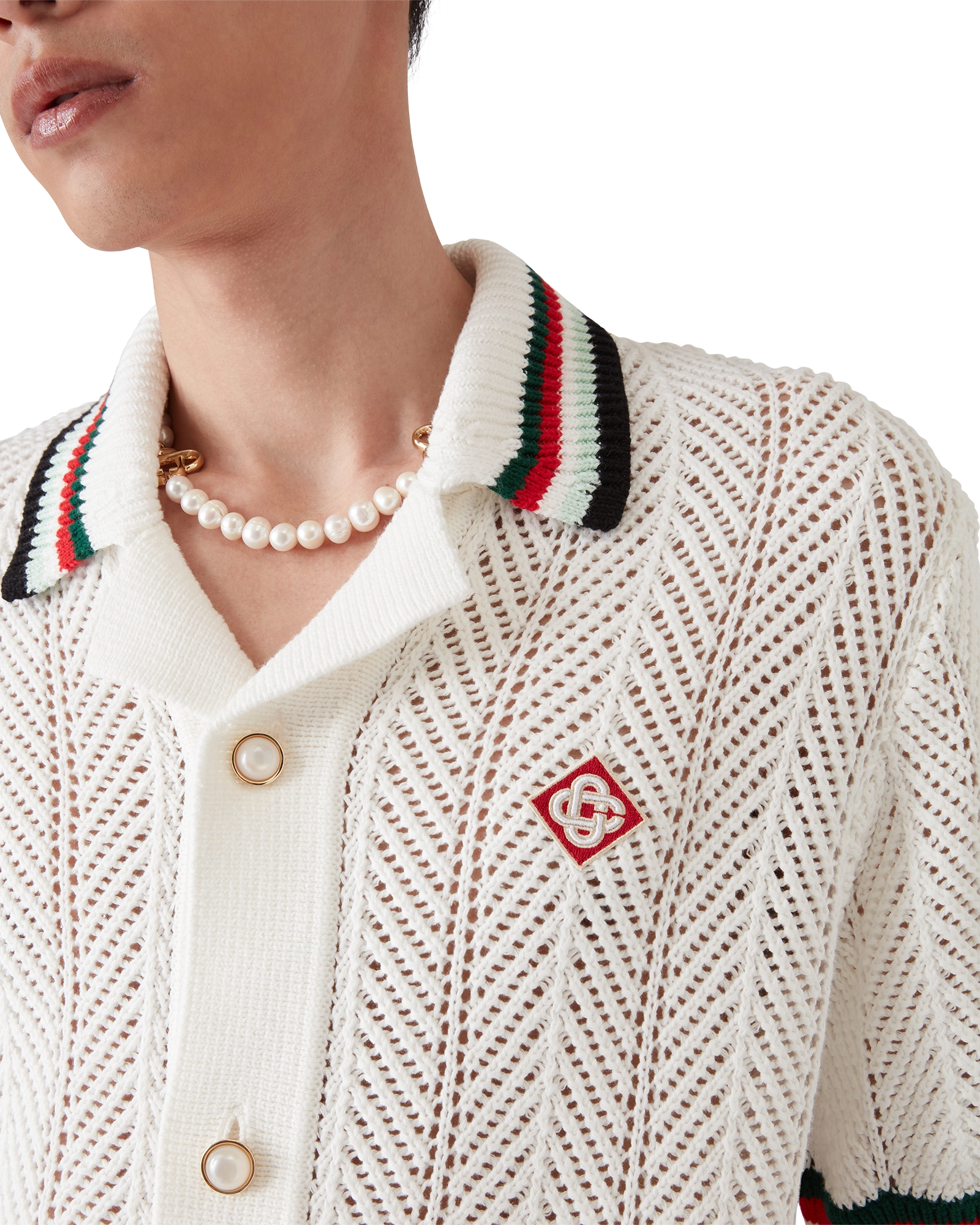 Cotton Montagne Ondulee Short Sleeve Crochet Shirt - 图片 5