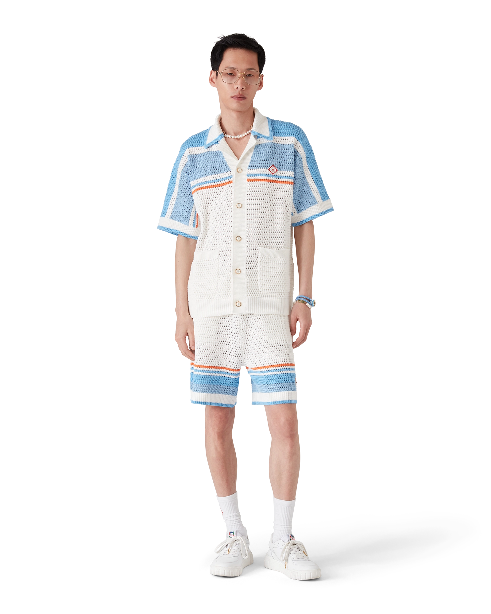 Cotton Tennis Short Sleeve Crochet Shirt - 图片 2