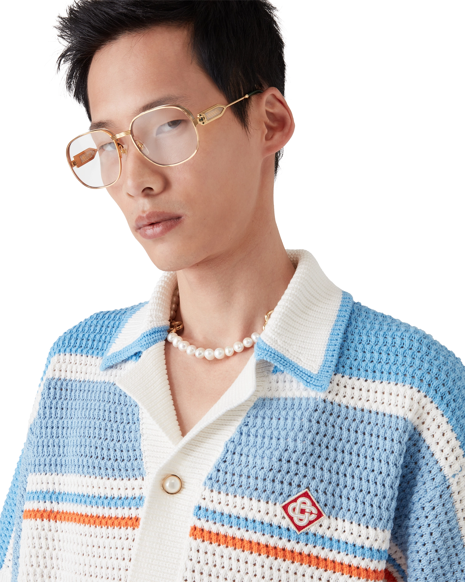 Cotton Tennis Short Sleeve Crochet Shirt - 图片 5