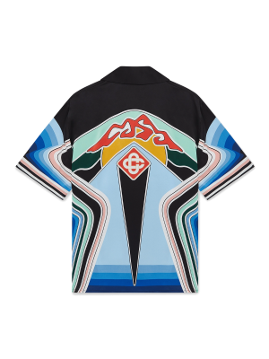 Graphic Mountain Short Sleeve Silk Shirt