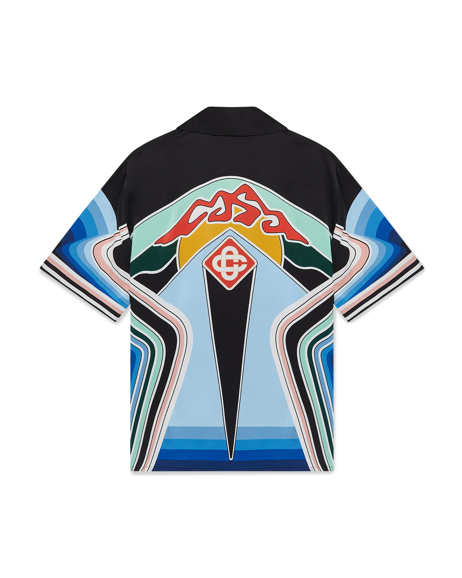 Graphic Mountain Short Sleeve Silk Shirt