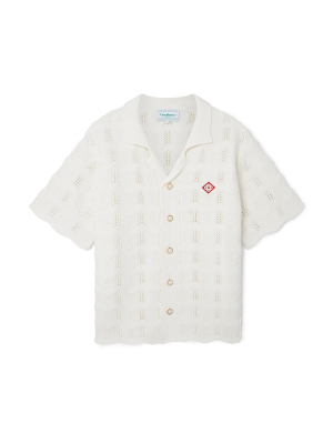 Wavy Short Sleeve Crochet Shirt