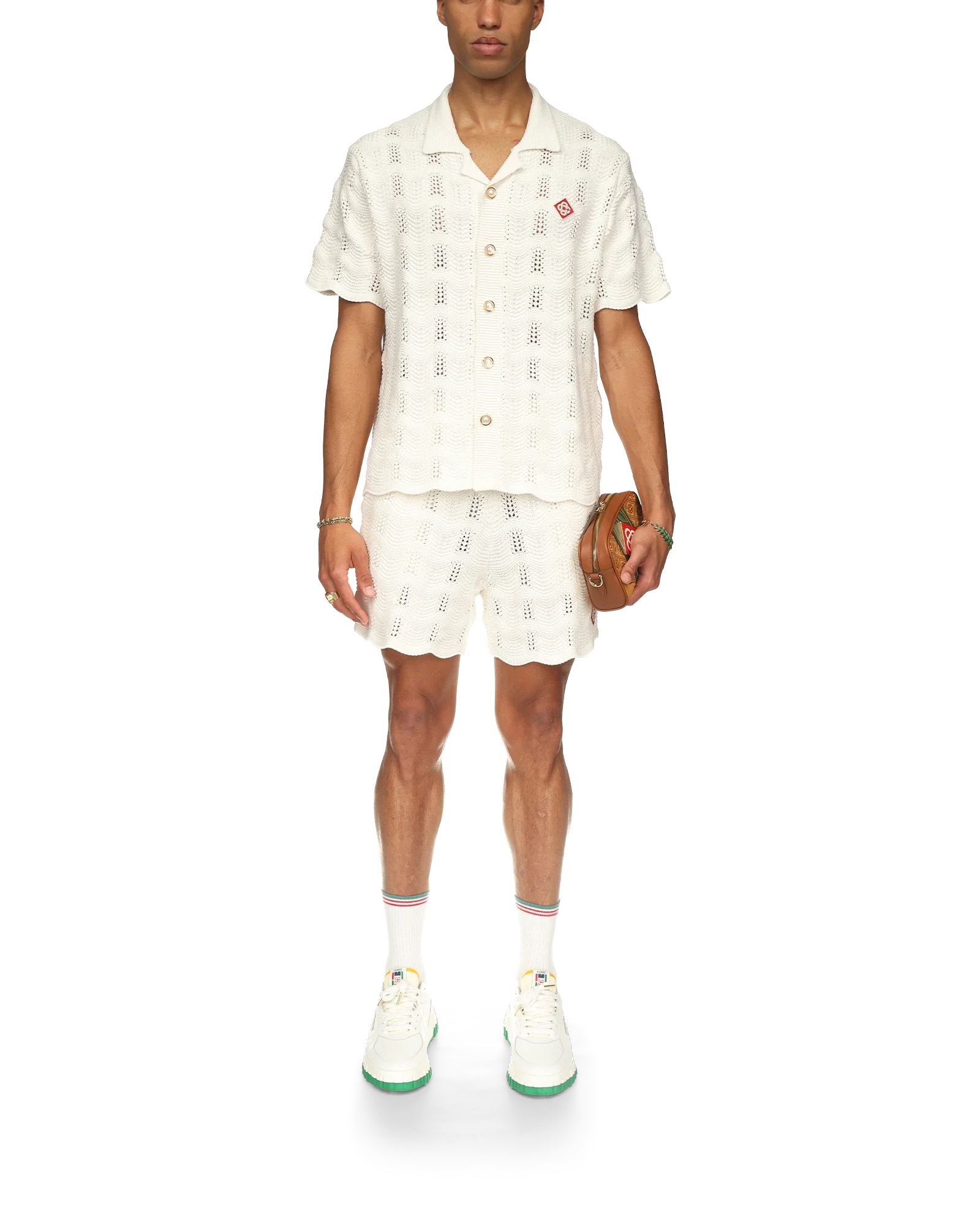 Wavy Short Sleeve Crochet Shirt - 图片 2