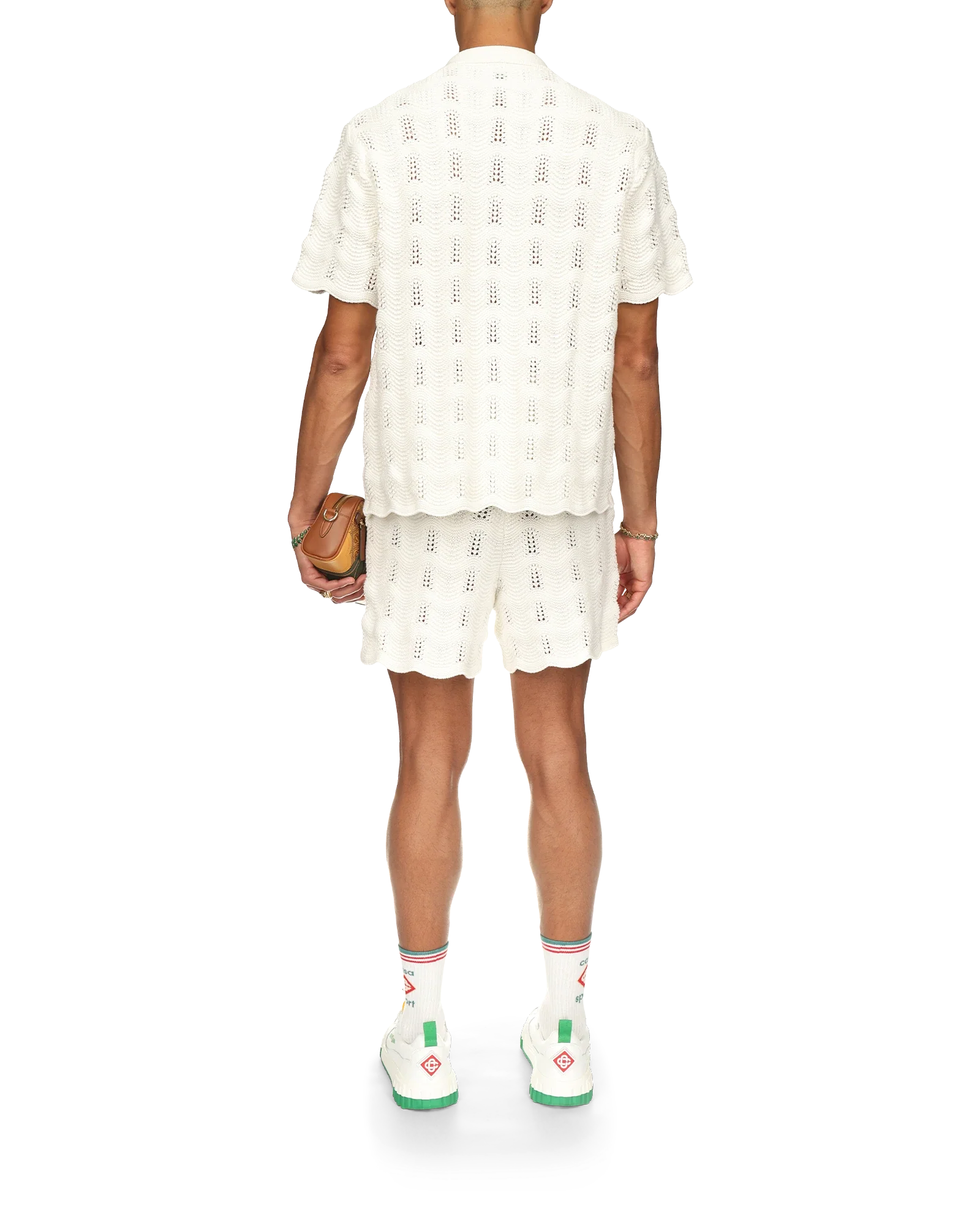 Wavy Short Sleeve Crochet Shirt - 图片 4