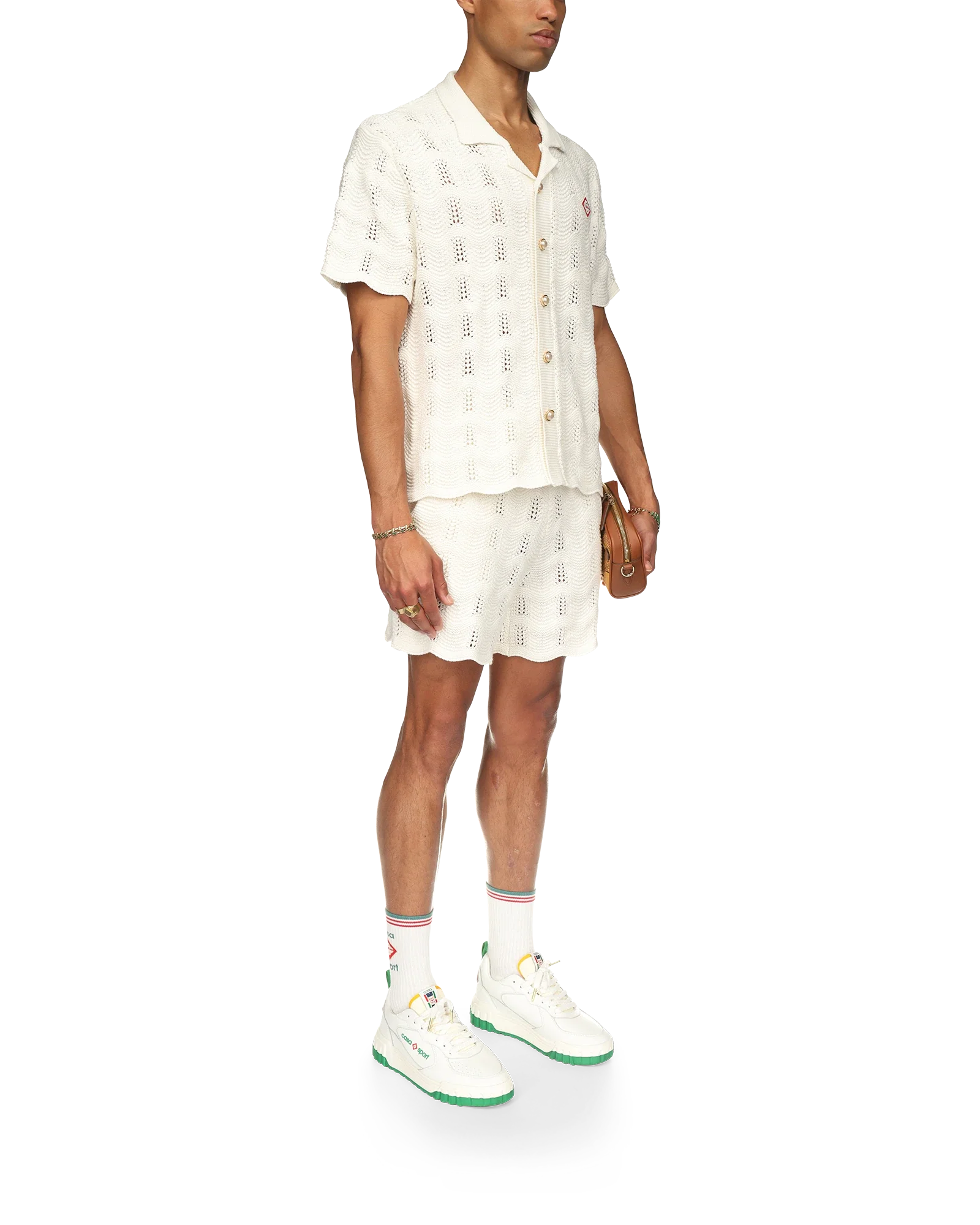 Wavy Short Sleeve Crochet Shirt - 图片 5