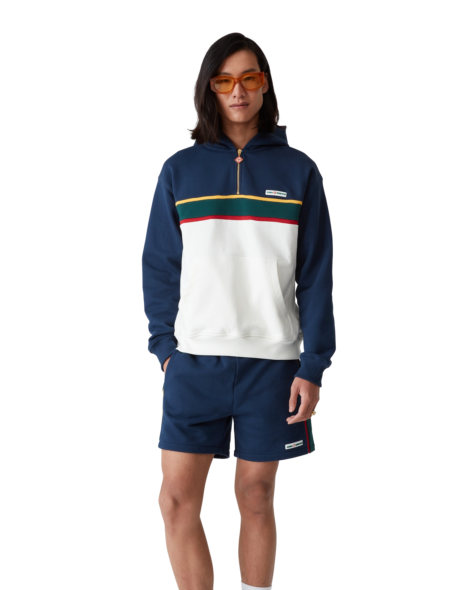 Colourblock Quarter Zip Hooded Sweatshirt - 图片 4